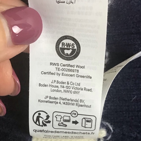 Boden Olivia Merino Wood Navy Striped Jumper Size Small - Picture 6 of 10